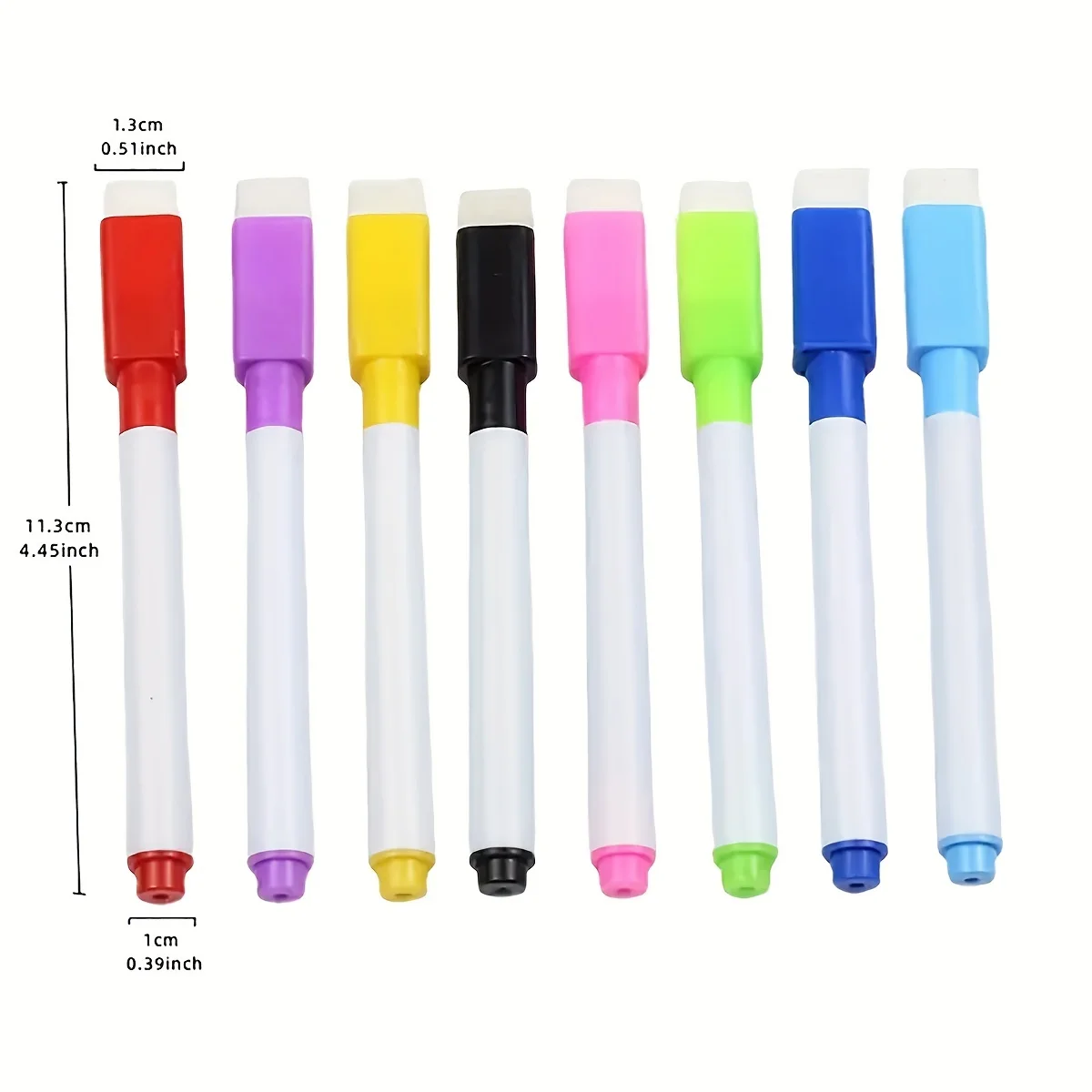 8 stks/set Bullet Tip 11.3*1 cm Klein Formaat Geen Magntic Whiteboard Droog Wissen Markers, 8 Kleur * 1 stks Magneet Pen