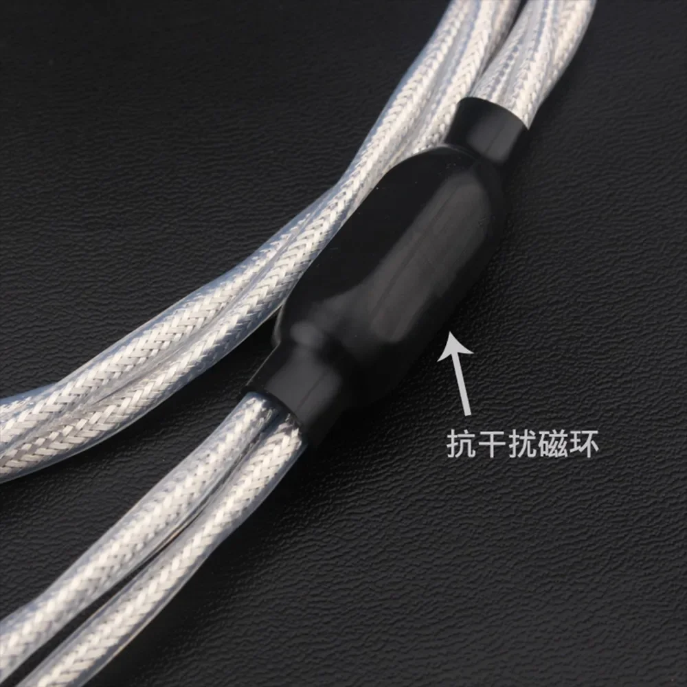 HIFI 7N OFC 2RCA Male to Male Silver-Plated Shielded Sire Vinyl LP Tonearm Cable Fever Sing and Replay Audio Cable