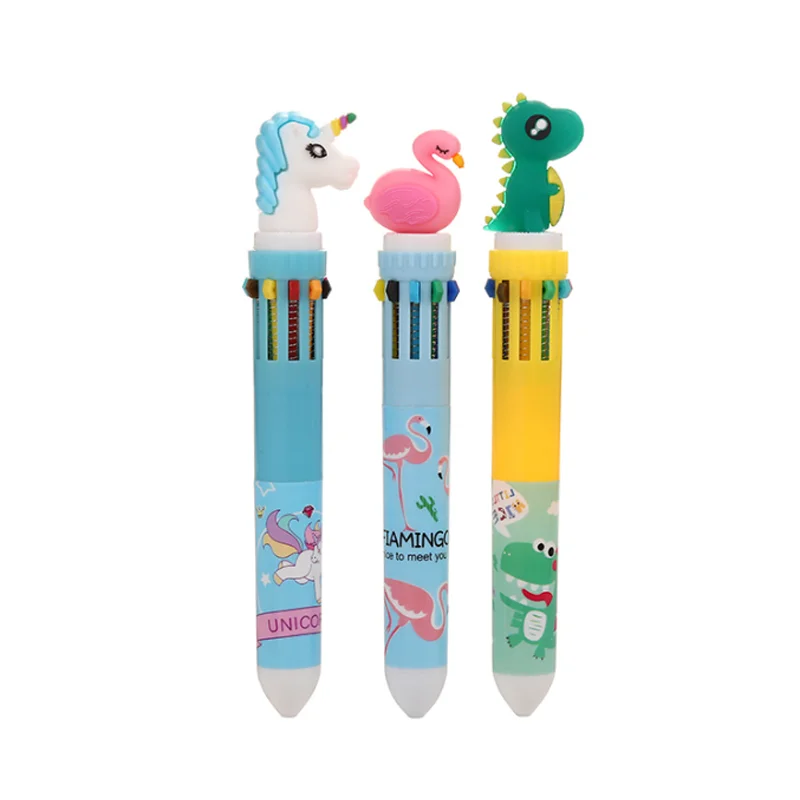 Ten Color Ballpoint Pen Girl's Heart Pressing Ballpoint Pen Cartoon Student Pen Graffiti Brush School Office Supplies Stationery