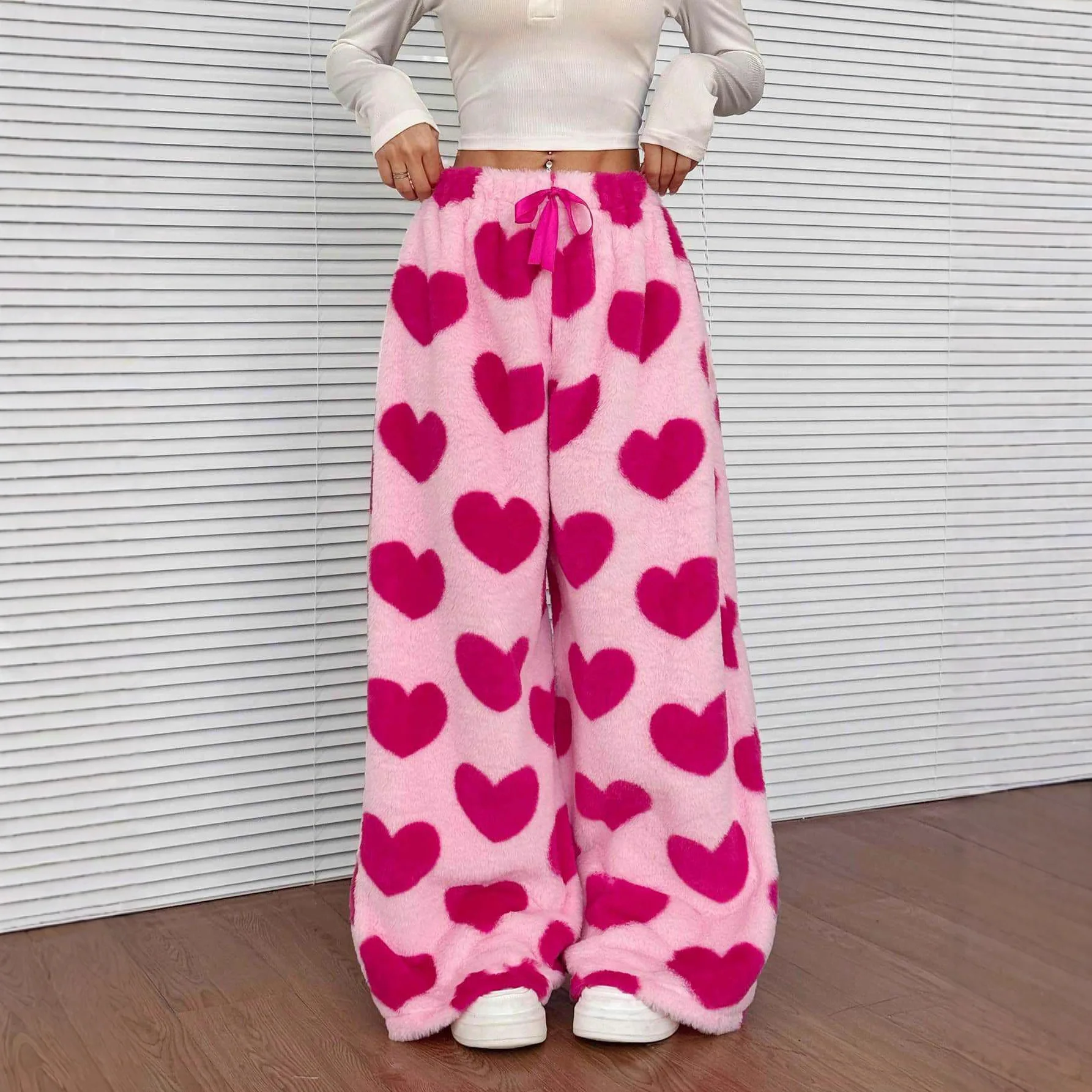 American Retro Camouflage Double-sided Plush Warm Casual Pants Women Winter Street Loose Thickened Harajuku Casual Sports Pants