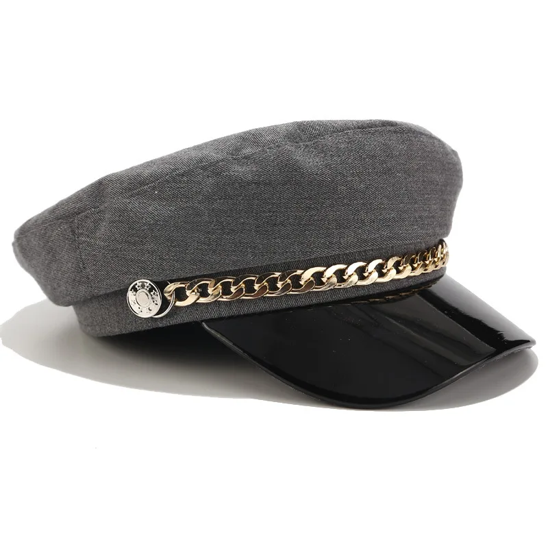 Trendy Baskenmütze Hut Frauen Casual Military Cap Flache Kapitän Trucker Caps Mode Pu Leder Reise Kadett Maler Achteckige Hüte – Detail 10