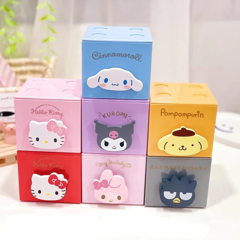 

Sanrio Kawaii Милая мультяшная шкатулка Cinnamoroll Kuromi помпон пурин коробка для хранения настольная маленькая Выдвижная головоломка