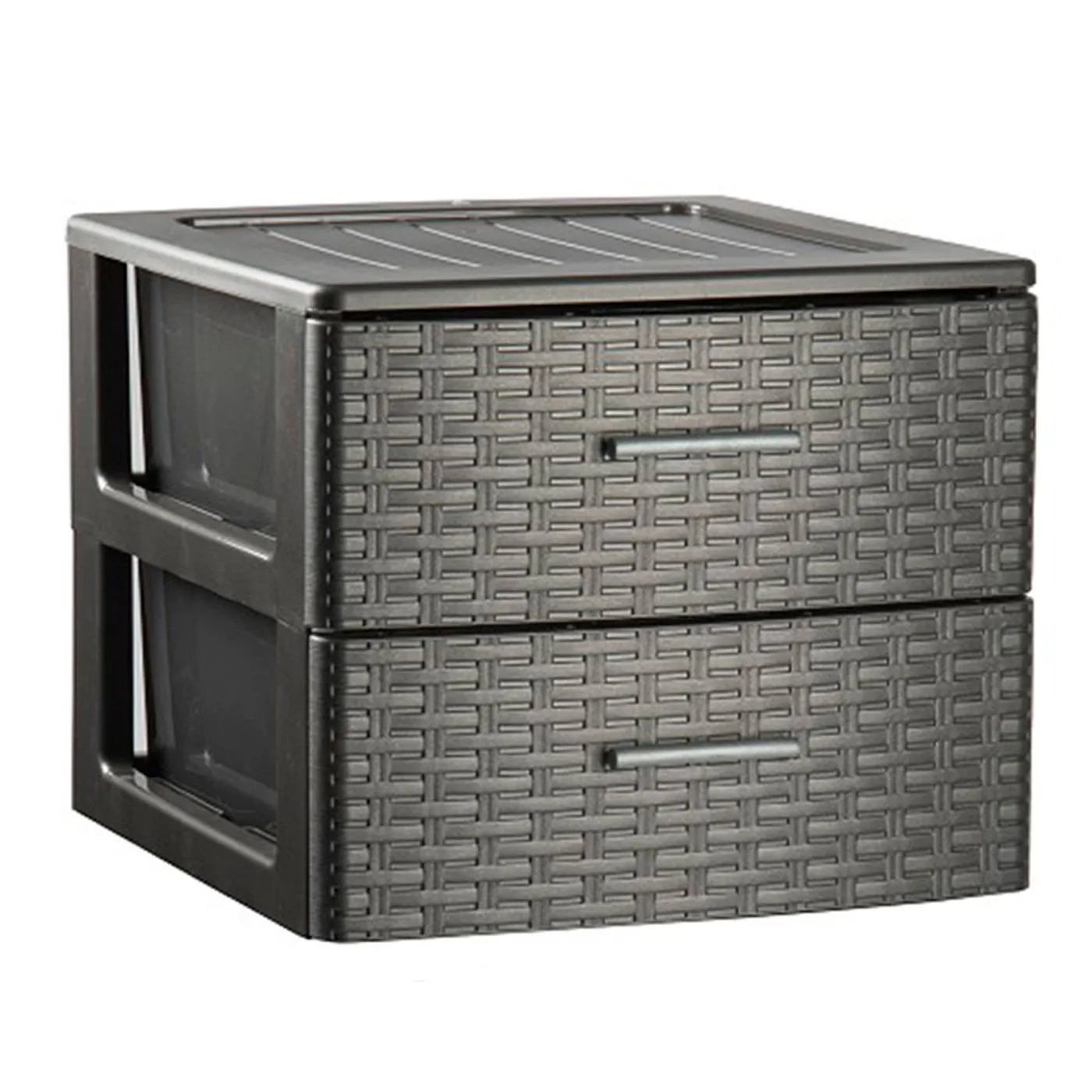 Plastic Forte-Plastic Rattan sorting drawer, 2 drawers, wicker effect 31,5x39,5x36,5 cm, anthracite gray. Torr