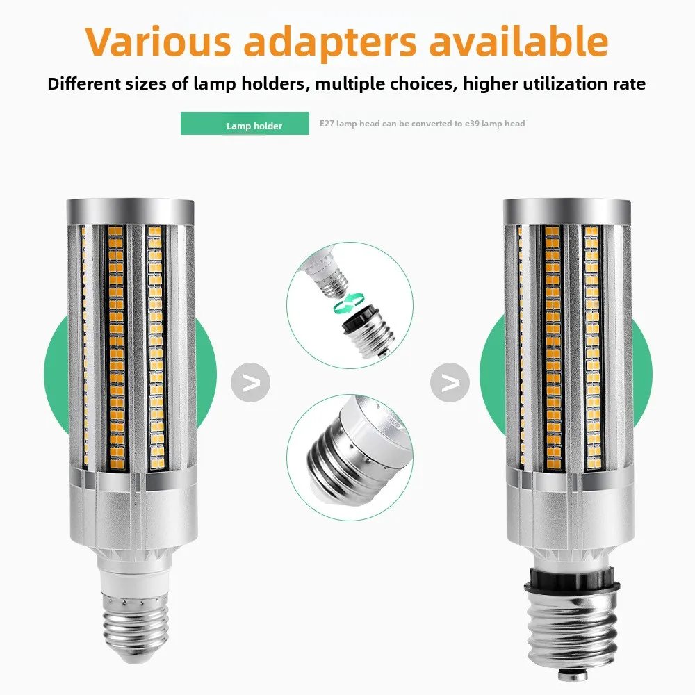 100-277V  LED Corn Bulb E27 E40 High Power High Quality Commercial Lighting 150W 200W 240W Aluminum Fan Cooling No Flicker Lamp