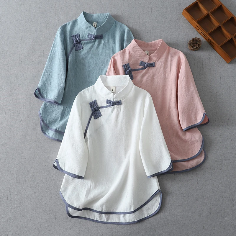 Retro Cotton Linen Women's Yoga Wear Zen Tea Ceremony Casual Wear Ensemble Chinese Hanfu Top Quality Ladies' Fashion Set