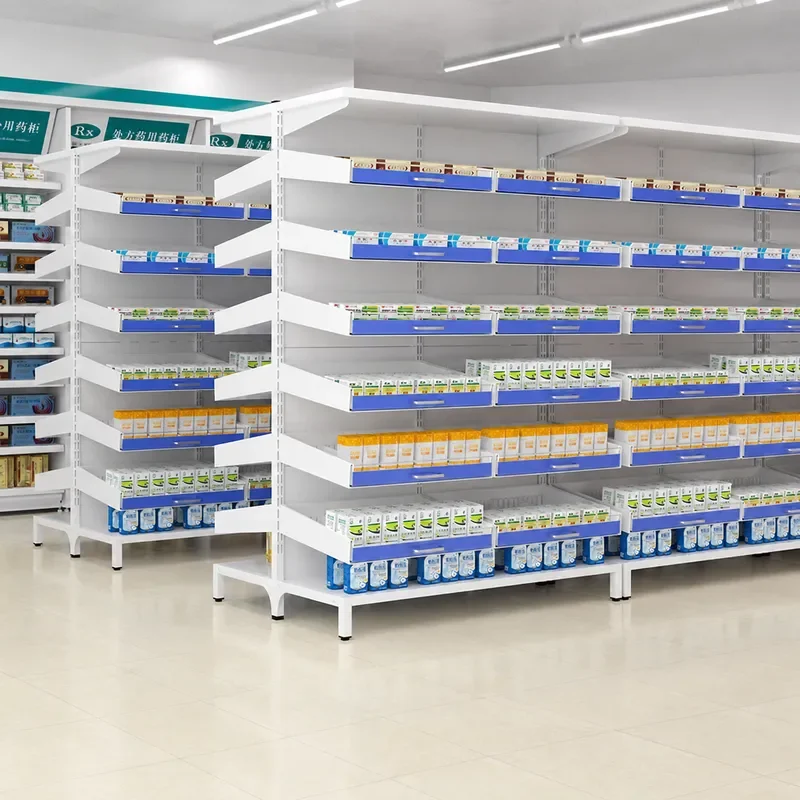 Hospital Pharmacy Western Medicine Rack Clinic Dispensing Table Single and Double Sided Open Storage Shelf for Outpatient