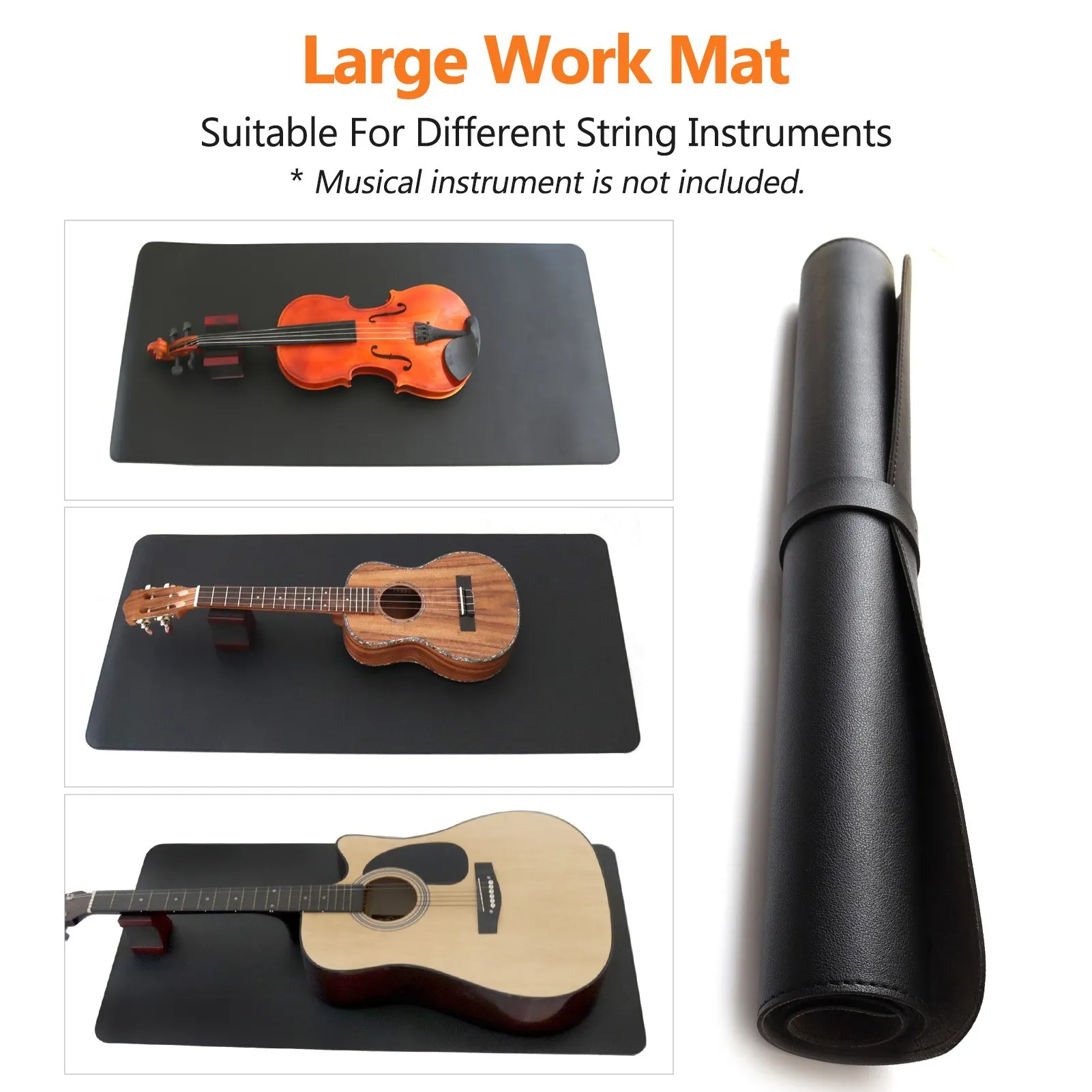 Tapete de trabajo para instrumentos y soporte para el cuello de la guitarra, soporte para el cuello para guitarra acústica y eléctrica, bajo, ukelele, violín y otras cuerdas