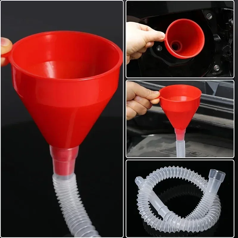 Extension Long Pipe Refueling Funnel Telescopic Filling Funnels Car Motorcycle Engine Gasoline Oil Funnels with Detachable Hose