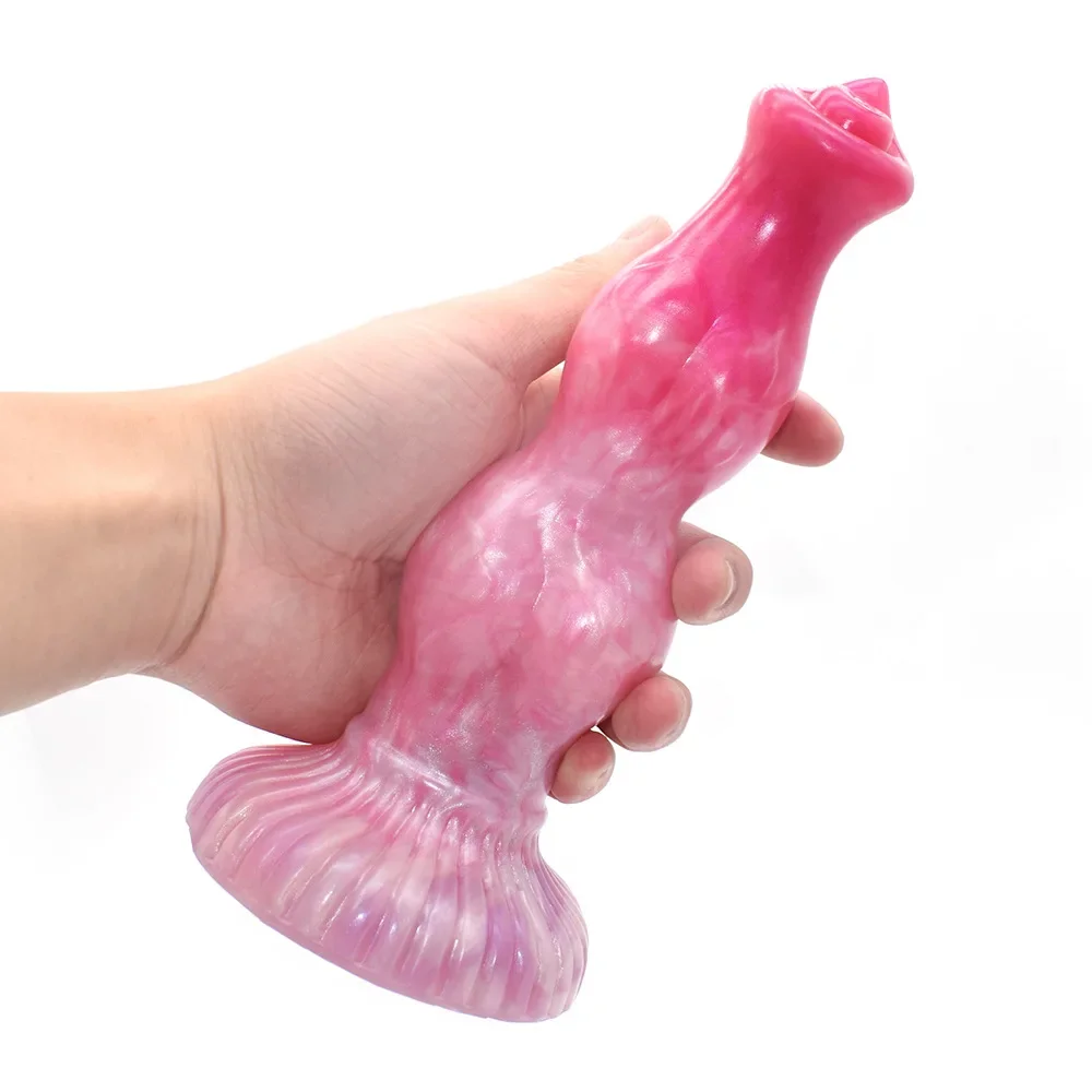 10,82" realistische dierendildo, hondendildo met knoop, fantasiewolf lul buttplug, vloeibare siliconen paardenpenis met zuignap