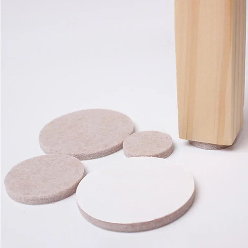 Self Adhesive Felt Chair Leg Pads, Floor Protectors, Furniture Legs, Table Leg Covers, Bottom Anti-Slip Pads, Beige, 3mm