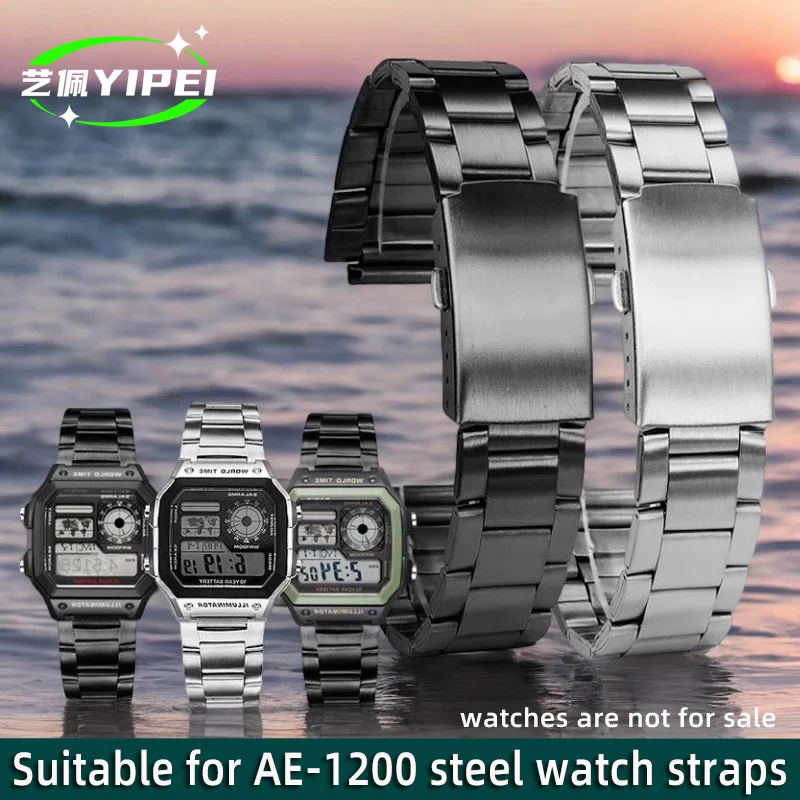 18mm For Casio AE1200 case mod kit Modified all metal 3299 AE-1200 bezel glass strap ring kit stainless steel AE-1300 case+strap