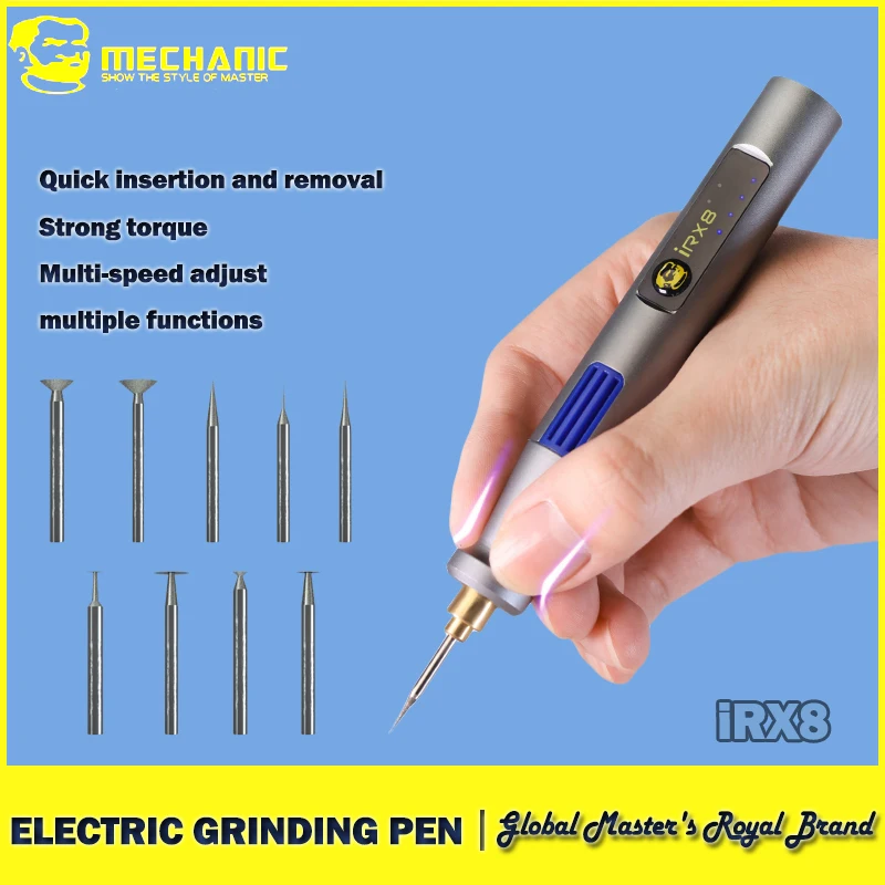 【MECHANIC】 iRX8 Multi-function Electric Polishing Pen for Mobile Phone Repair Motherboard PCB IC CPU Cutting Polishing Pen Tool