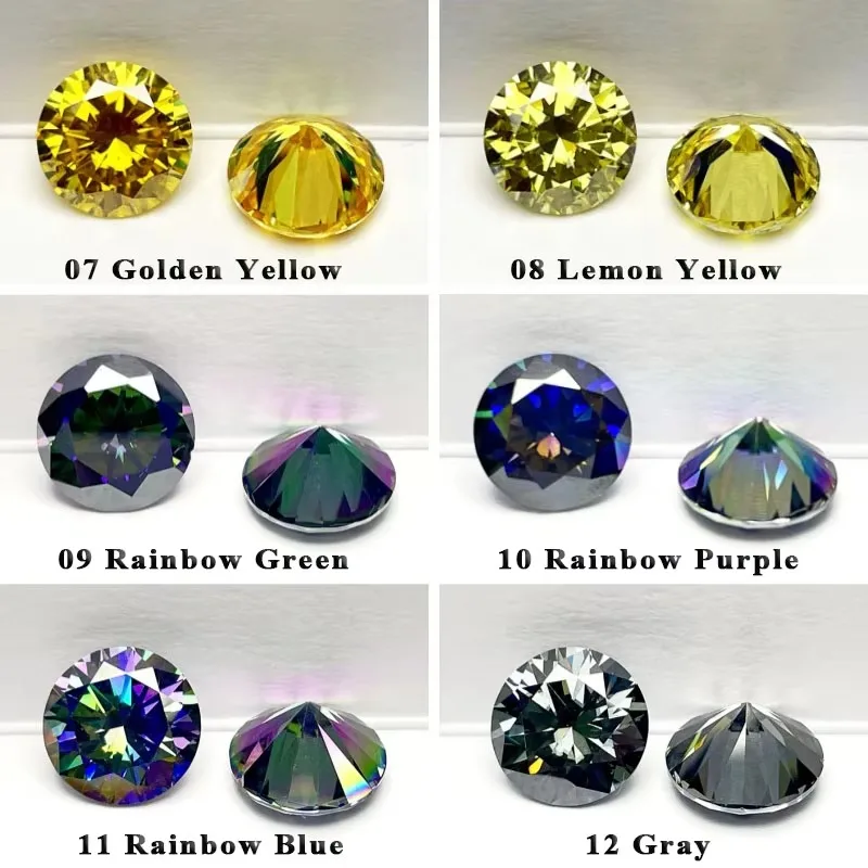 Moissanite Stone Round Cut Rainbow Purple Color DIY Charms Jewelry Making Ring Necklace Earrings Main Materials Certificate
