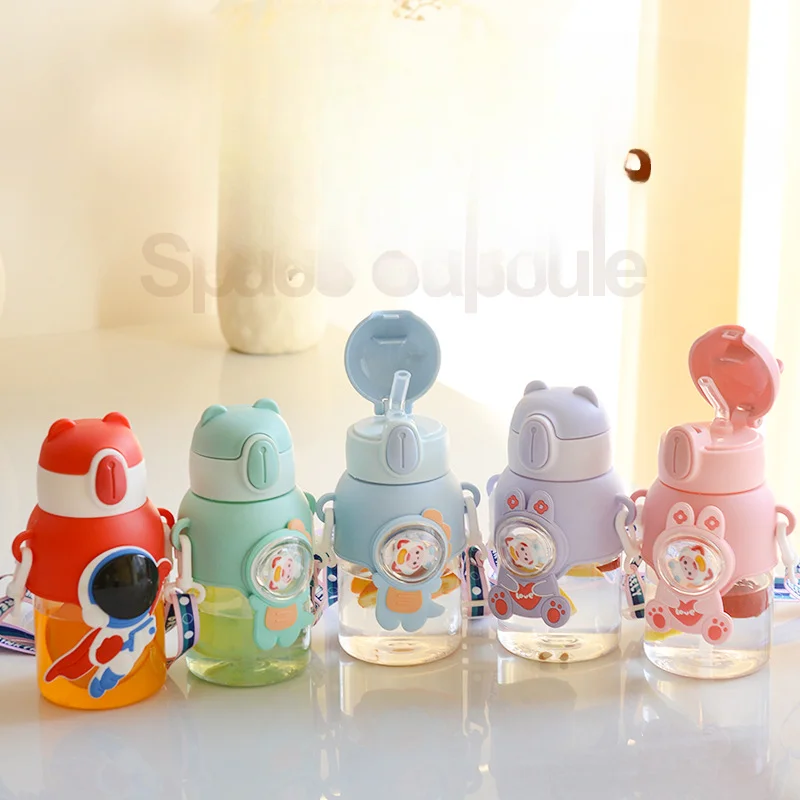 Cute Kids Water Bottle with Straw for Girls Various Modes of Children's Kawaii Cartoon Student Cup Leakproof Travel Drinkware