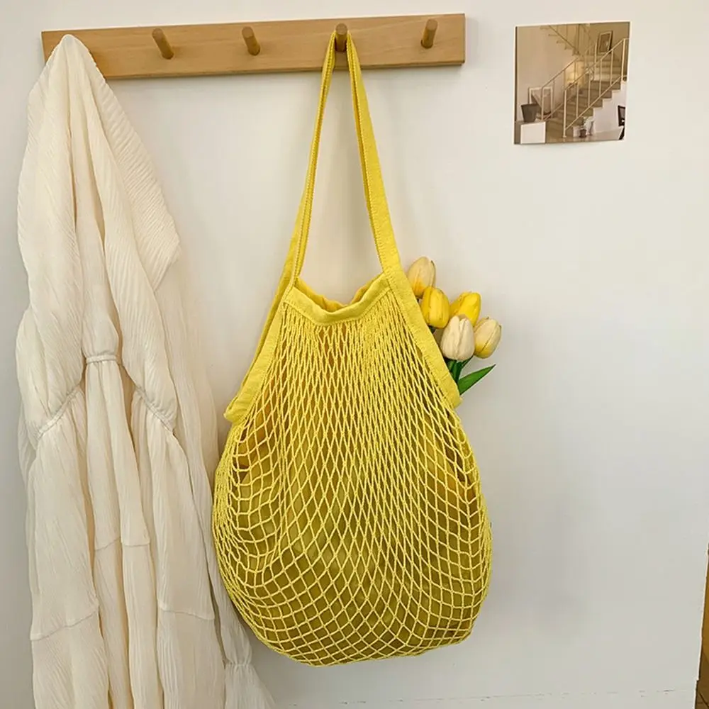 

Cotton Grocery Bags Portable Reusable Organizer Handbag Mesh Rope Breathable Fruit Vegetable Net Bag Fruit Vegetable Storage