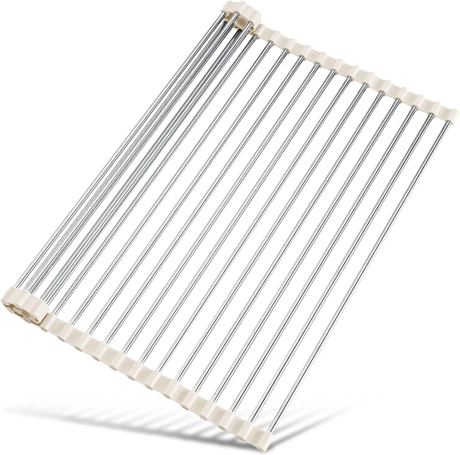 

21x15.5 Inch Roll Up Dish Drying Rack Over Sink, Foldable Stainless Steel Drainer for Kitchen Organizer