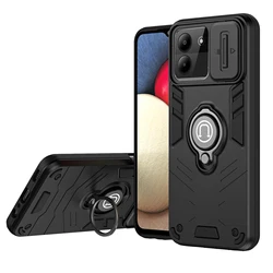 Rugged Armor Shockproof Phone Case For ZTE Blade A54 6.6 inches Slide Push Window Metal Ring Holder TPU Frame Plastic Back Cover
