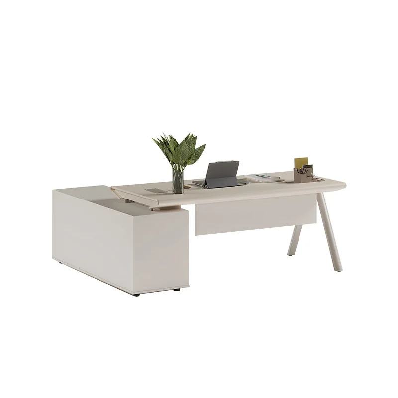 

Стол руководителя простой и современный, офис женщины-руководителя в минималистском стиле, комплект стола и стула для генерального директора.