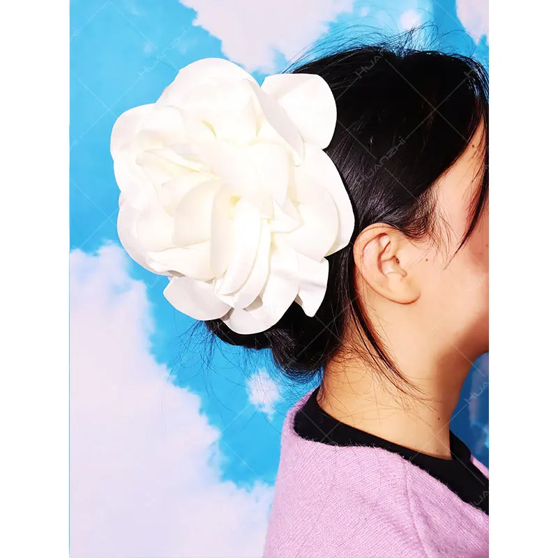 19CM Large Flower Exaggeration Personality Cloth Frabic Flower Hairpin for Women Hair Accessories Girls Barrettes 2024 NEW