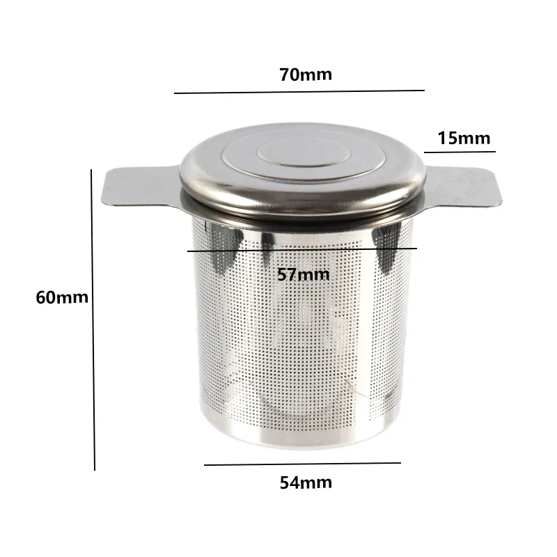 Double Handles Tea Infuser with Lid Stainless Steel Fine Mesh Coffee Filter Teapot Cup Loose Leaf Tea Strainer
