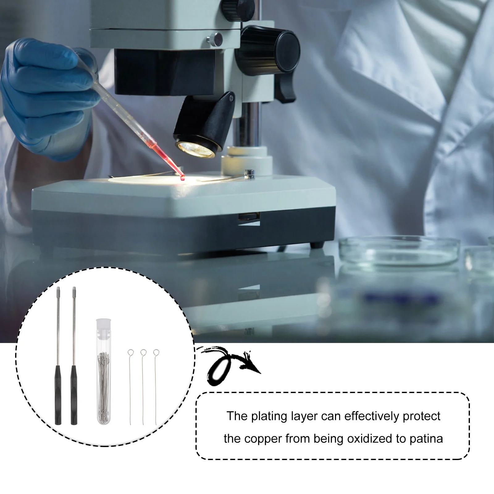 

92 pcs Microbiology Inoculation Rod Set Copper Plated 2Rods 90Rings Reusable Lab Teaching Equipment Premium Material