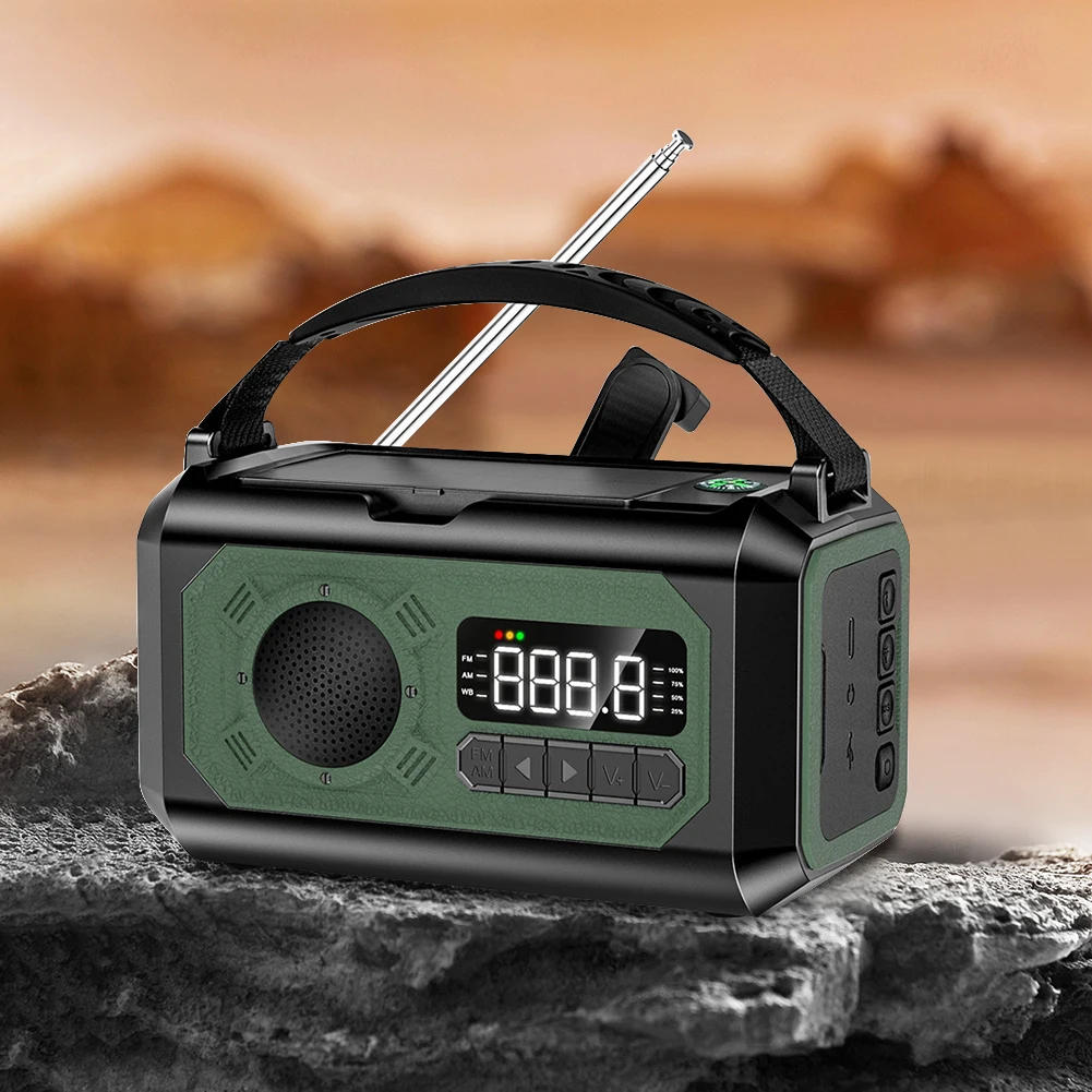 

12000mAh Hand Crank Emergency Radio AM/FM/NOAA Weather Radio with 2 Solar Panels Flashlight &Reading Light SOS Alarm for Outdoor