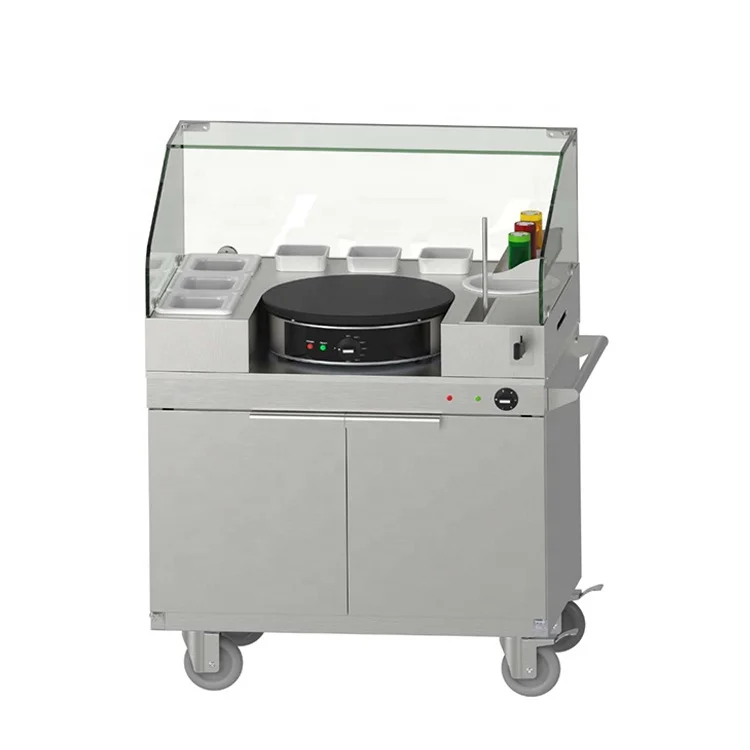 

K942 Stainless Steel Crepe Maker Machine With Mobile Servery Station /Outdoor Snack Equipment