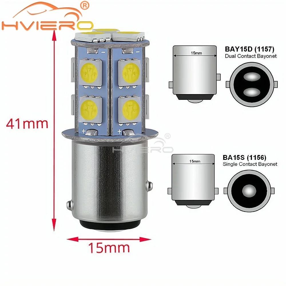 Clignotant de voiture, dôme, Led, plaque d\'immatriculation automatique, ampoule inversée, 1156 BA15S 1157 BAY15D P21 5W BA15D, frein à Led