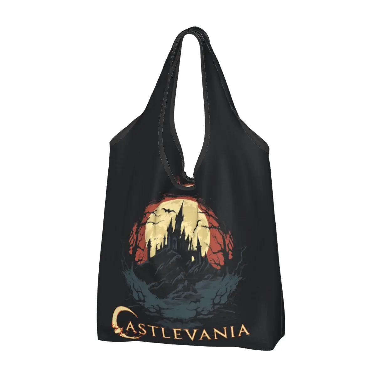 Castle Of Darkness Castlevania Portable Tote Shopping Bags Large Capacity Shopper Bag Grocery Handbag Shoulder Bag