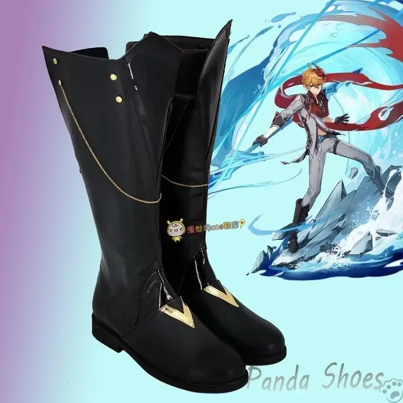 

Genshinimpact Ajax Обувь для косплея Комикс Аниме Игра Cos Черные длинные сапоги Ajax Косплей Костюм Опора Обувь для Con Halloween Party