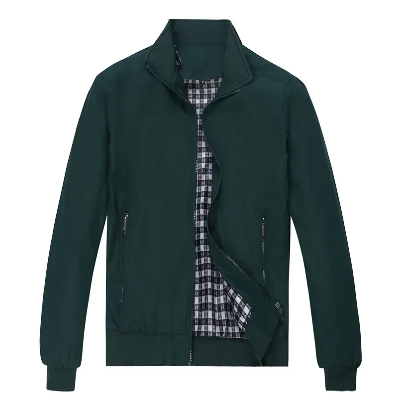 Men New Autumn Winter Jackets Stand Collar Coat Casual Loose Splice Simple Zipper Jacket Outerwear Solid Open Stitch Coats