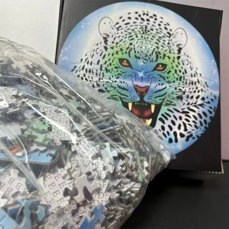 Puzzle tigre bianca da 1000 pezzi per adulti - Puzzle rotondo 65x65 cm (25,6" x 25,6"), cartone spesso con sezione lettera sul retro