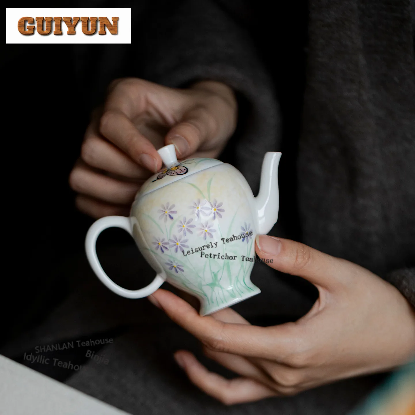 

150ml Oil Painting Style Hand Painted Wildflower Teapot Luxury Tea Infuser Pot Tea Soaking Kettle With Strainer Drinkware Gift