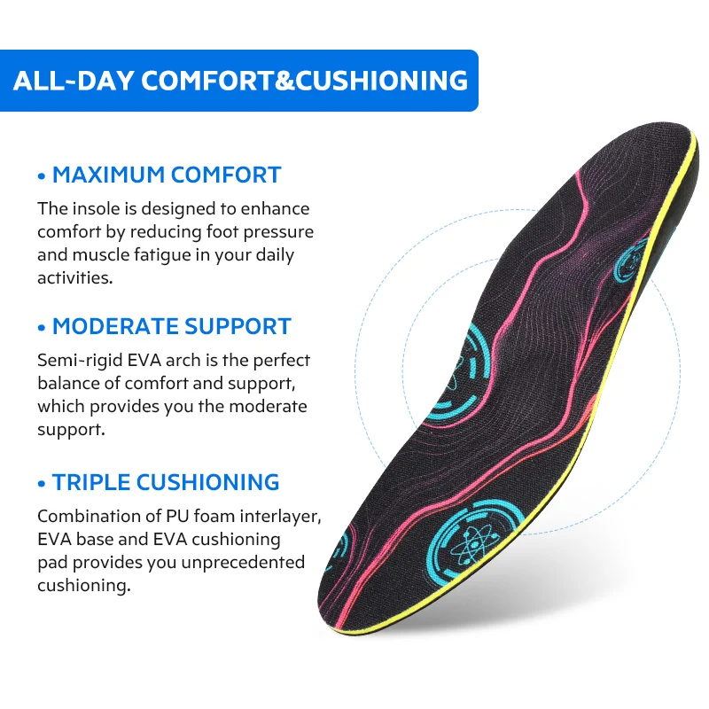 3ANGNI Insoles Orthopedic Arch Support Insole for Flat Feet EVA Shoe Pad Relieve Foot Pain Unisex Orthotic Insole