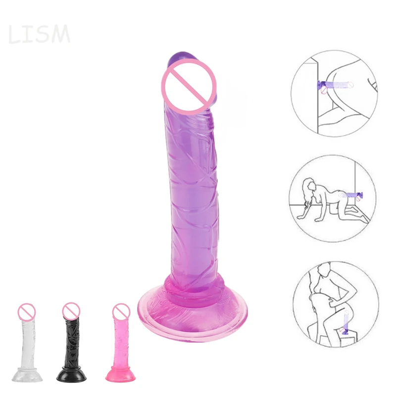 Mini Translucent Soft Dildo for Women Suction Cup Realistic Penis Sexual Harness Anal Sex Toy G-spot Masturbator Dick Lesbian