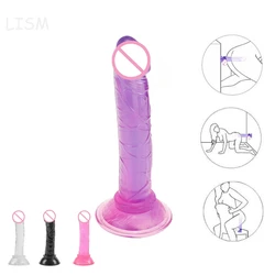 Mini Translucent Soft Dildo for Women Suction Cup Realistic Penis Sexual Harness Anal Sex Toy G-spot Masturbator Dick Lesbian