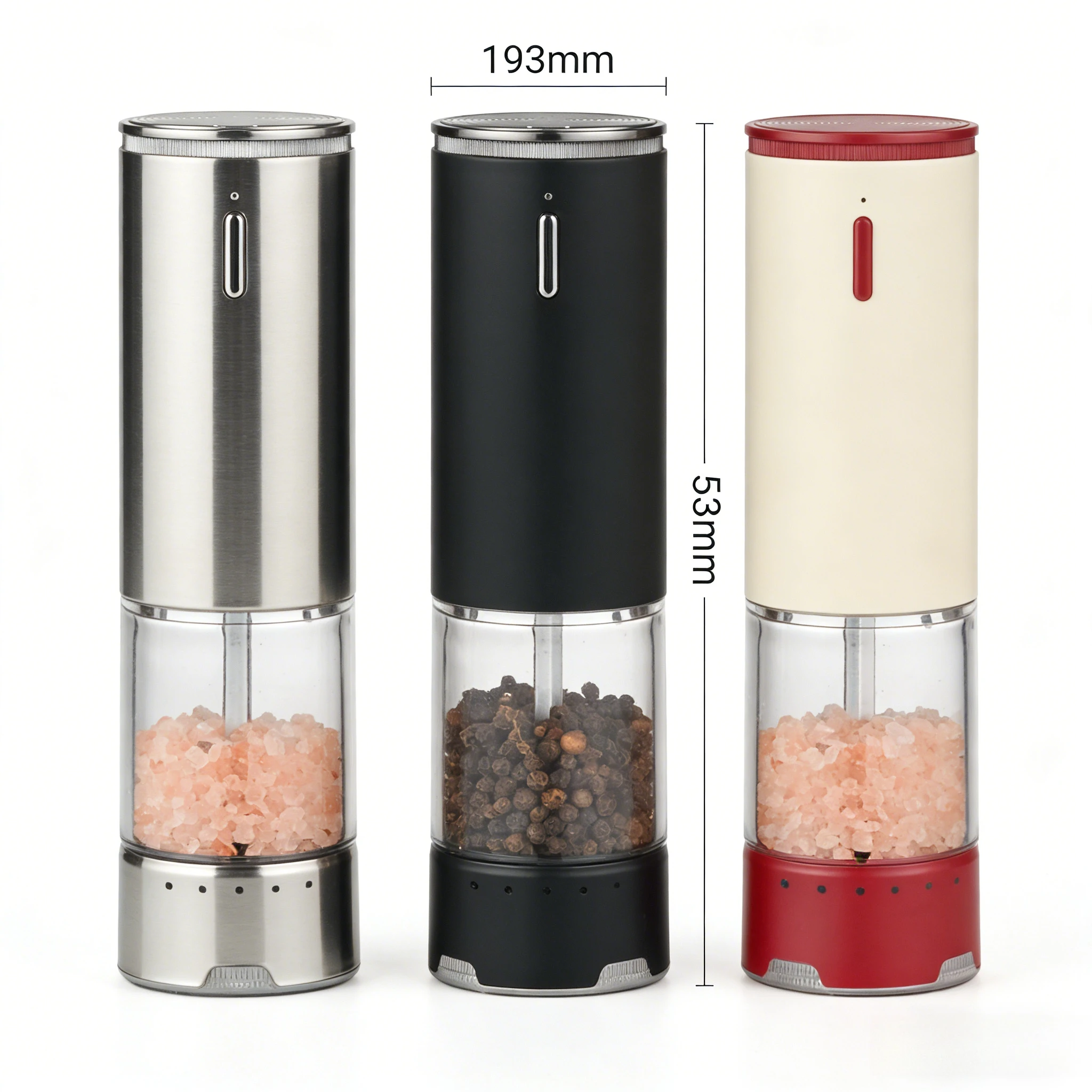 Electric Pepper Grinder USB Rechargeable with External Adjustable Coarseness & Base for Black Pepper/Sichuan Pepper/Sea Salt