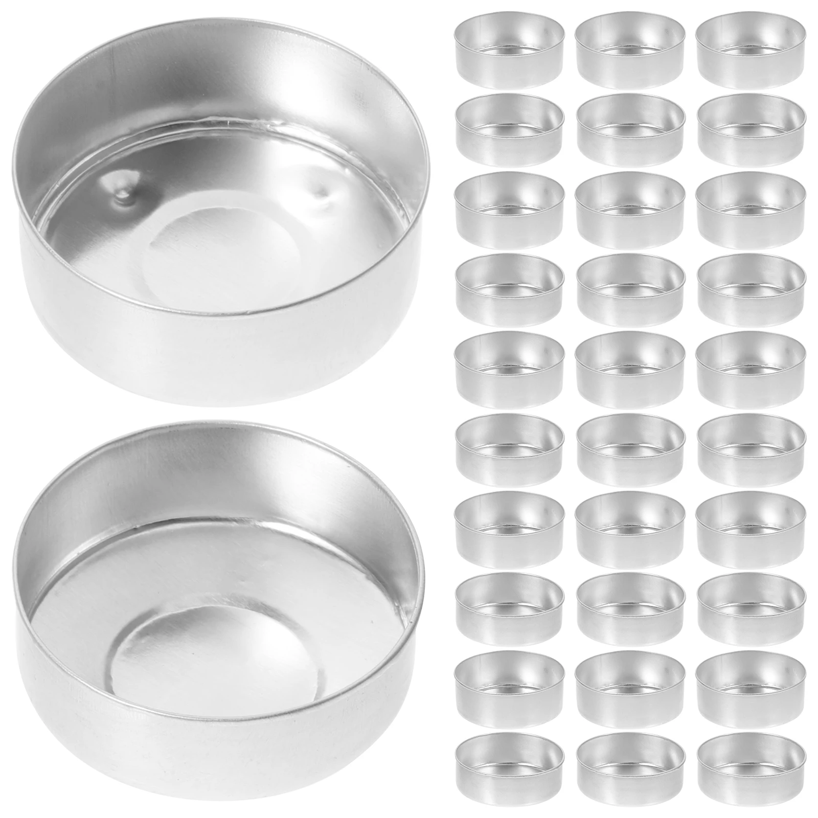 

100 Pcs Aluminum Holders Reusable Round Base Tealight Tins Empty Cups for Dining Table Household Decor Classic Safety