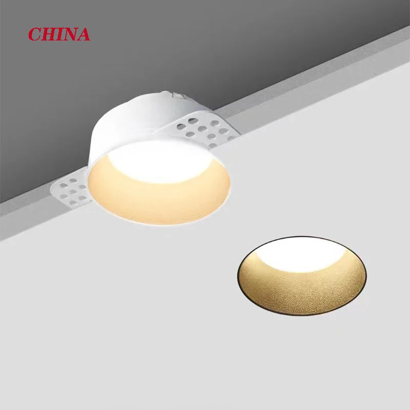 No frame down light embedded pole in the living room, bedroom anti-glare ceiling COB fine hole light large Angle spot light