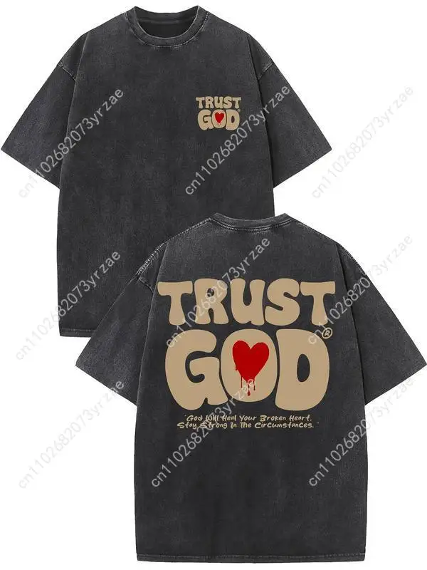 

Trust God Retro Tshirt Man Woman High Quality Vintage T Shirt Cotton Short Sleeves Fashion T-shirt Soft Breathable Tops