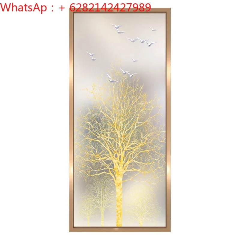 Simple modern home improvement living room art glass screen partition porch bedroom room wall frosted craft tree