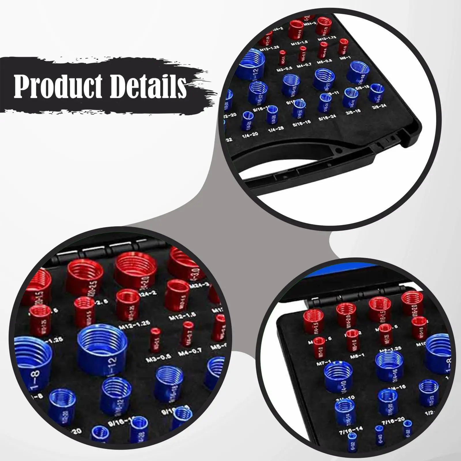 

Practical Bolt and Nut Identifier Set 44 Sizes Stainless Steel Thread Checker Gauge in Box for Maintenance Shop DIY