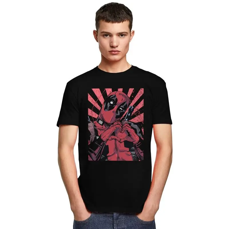 Gorgeous Deadpool Hand Heart T Shirt Men Short Sleeves Pure Cotton T-shirt Leisure Tees Graphic Tshirts