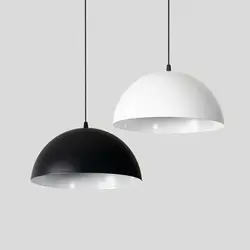 Lampadari da pranzo illuminazione a sospensione a sospensione con paralume in metallo da 300mm illuminazione a soffitto Base lampada E27 bianca/nera