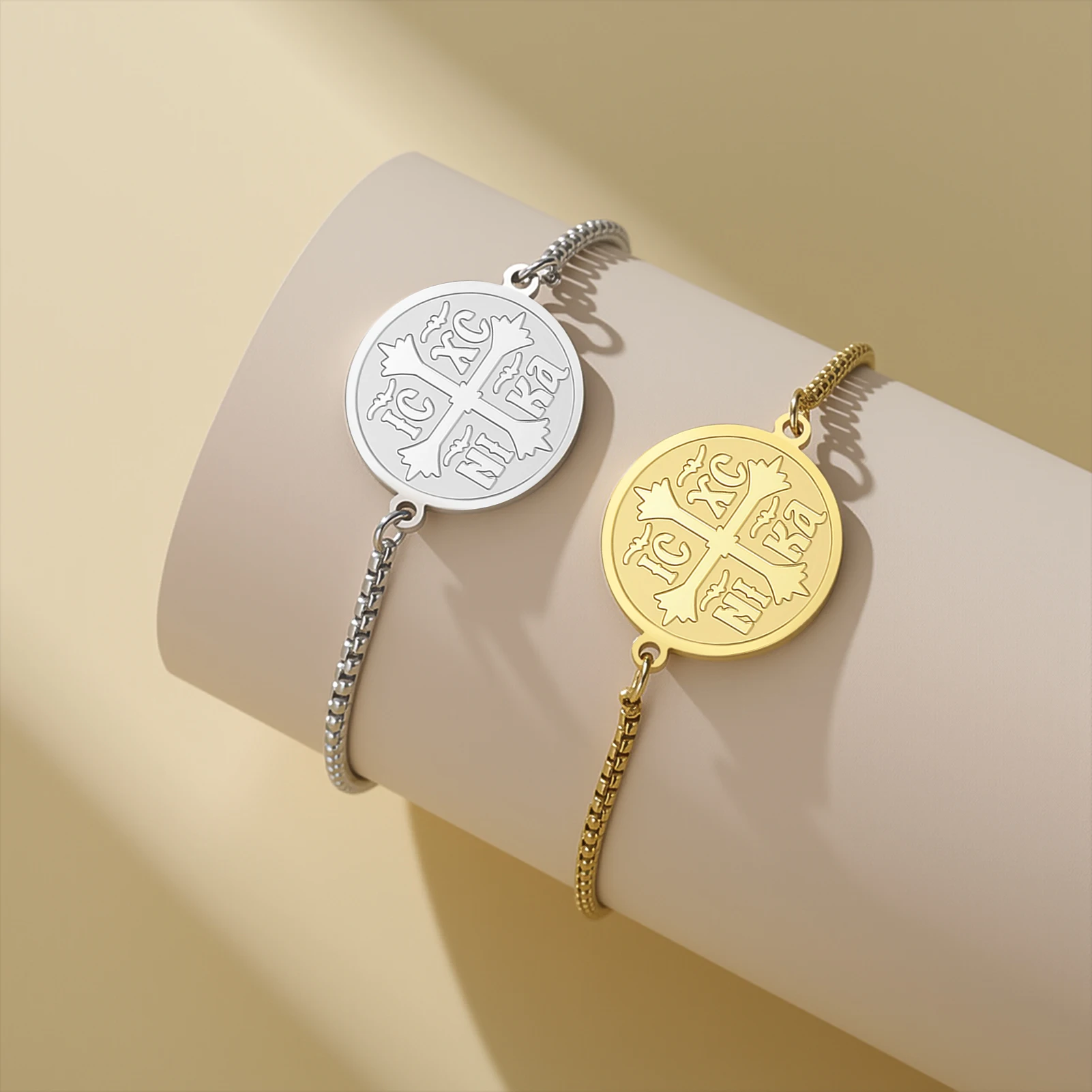 Kkjoy Orthodoxes IC XC NIKA Kreuz-Armband aus Edelstahl, Christliches Religiöses Amulett, Nie Verblassendes Glaubens-Schmuckstück, Schutzgeschenk – Detail 13