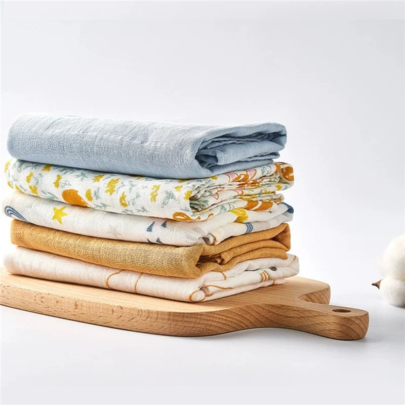 60*60cm Baby Blankets Soft Organic Bamboo Cotton Baby Bibs  Muslin Swaddle Wrap Feeding Burp Towel Scarf Muslin Big Diaper