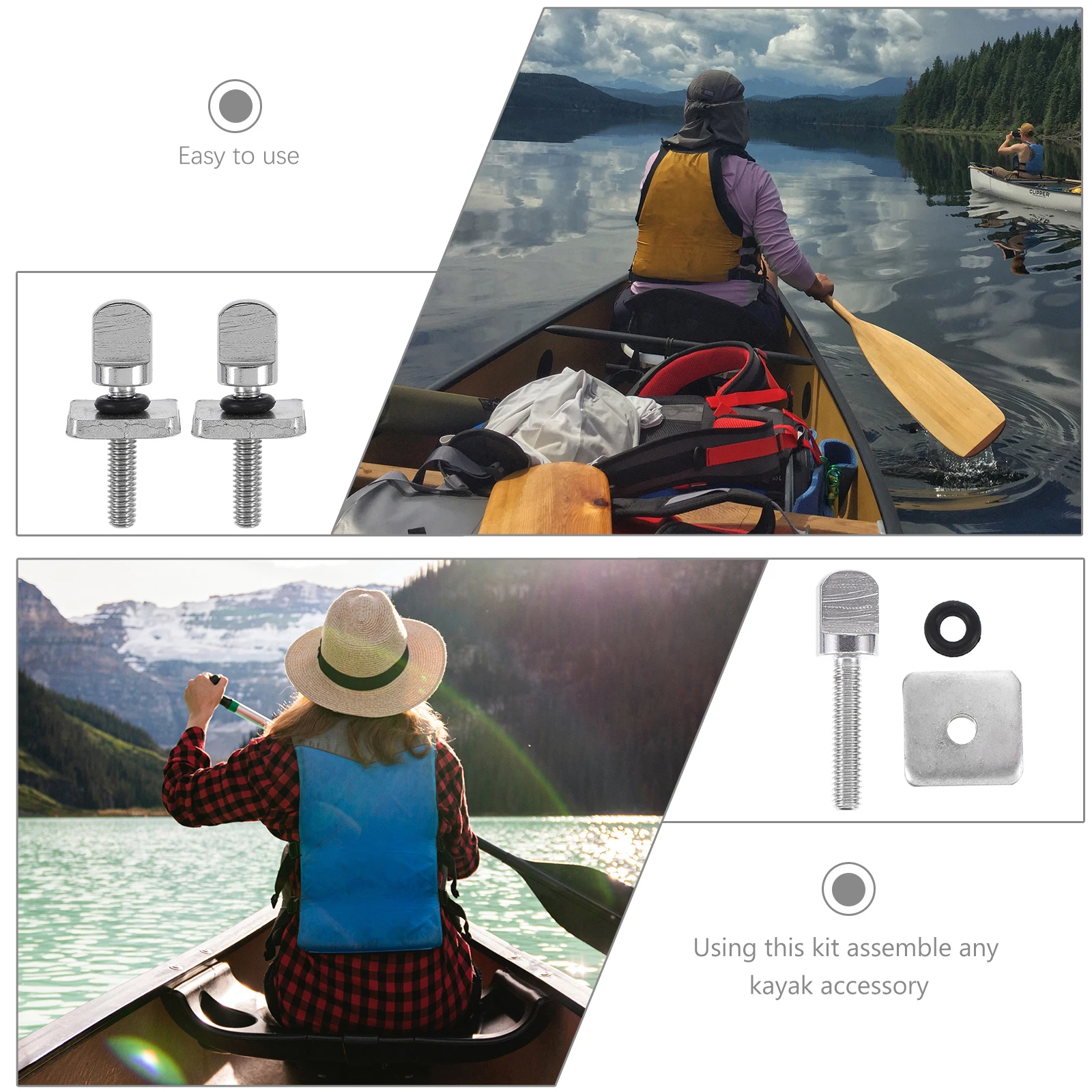 

2Sets Kayak Accessories Stainless Steel Thumb Screw Set Durable Kayak Tail Fin Screws for Canoe Oar Installation