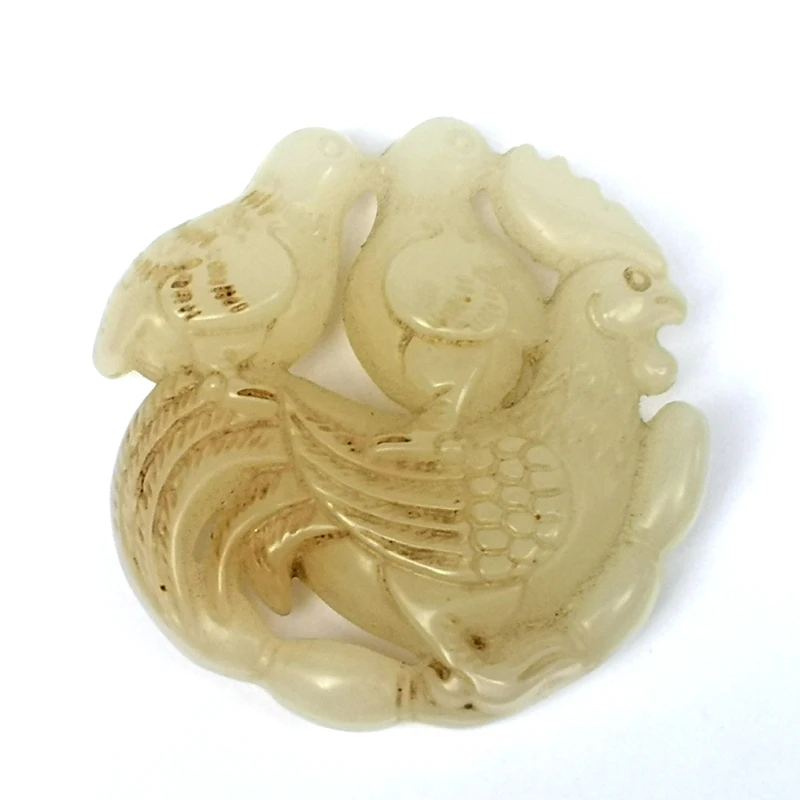 YIZHU CULTUER ART Collection Old China Jade Hand Carving Kylin Boy Statue Pendant Wonderful Gift Size 54*54*16 MM