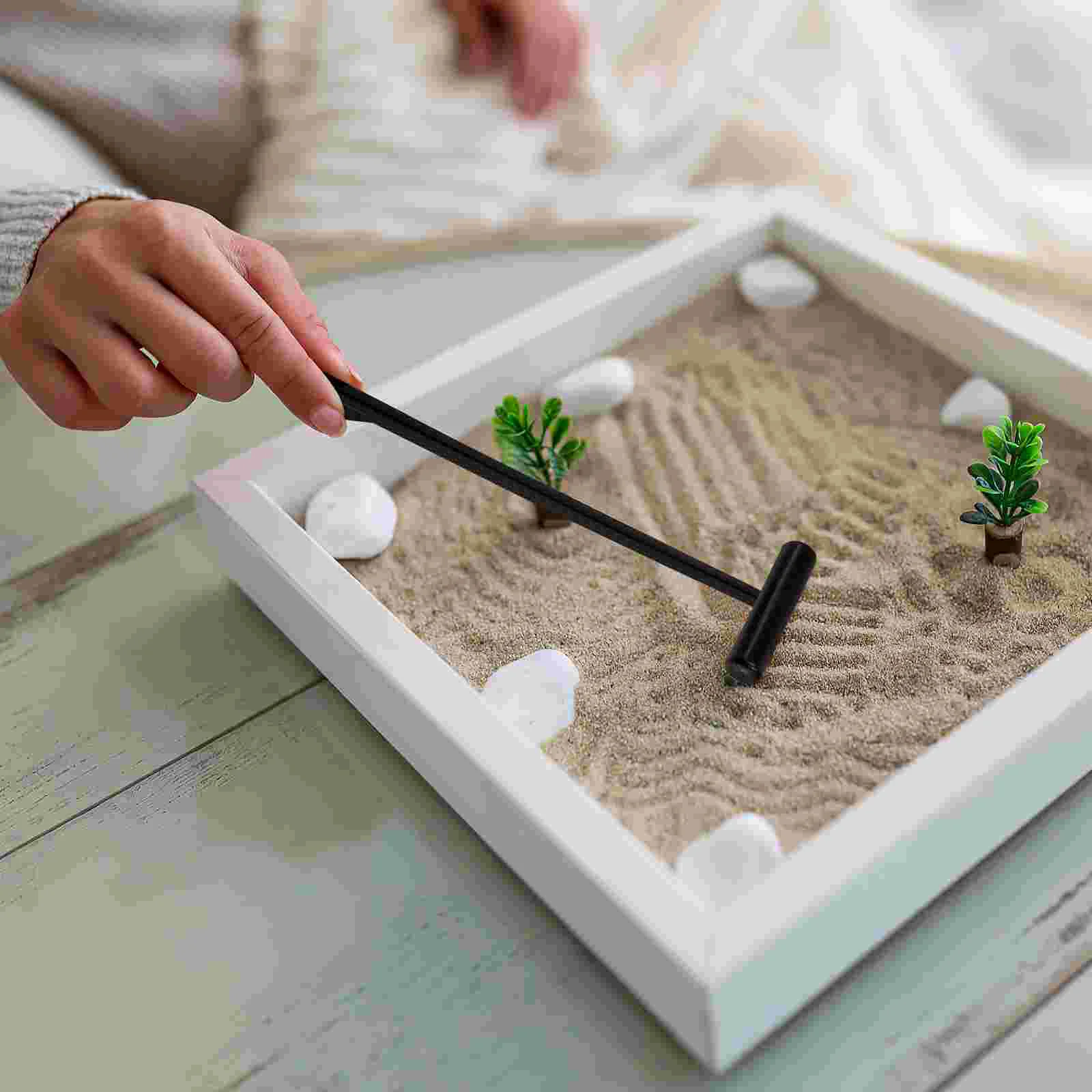 Râteau à sable, outils, petit jouet, Kit de jardin Zen, ornements de Table en plastique, 6 pièces