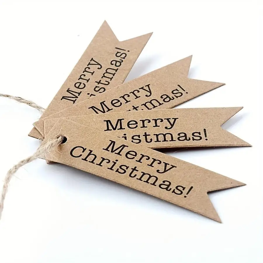 1/5/10/20/50/100pcs Blank Kraft Paper Christmas Gift Tags Suitable for DIY Labels, Holiday Decorations, Gift Tags with 